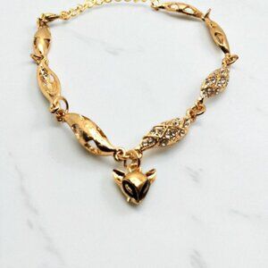 NEW Fox and Rhinestone Golden  Bracelet